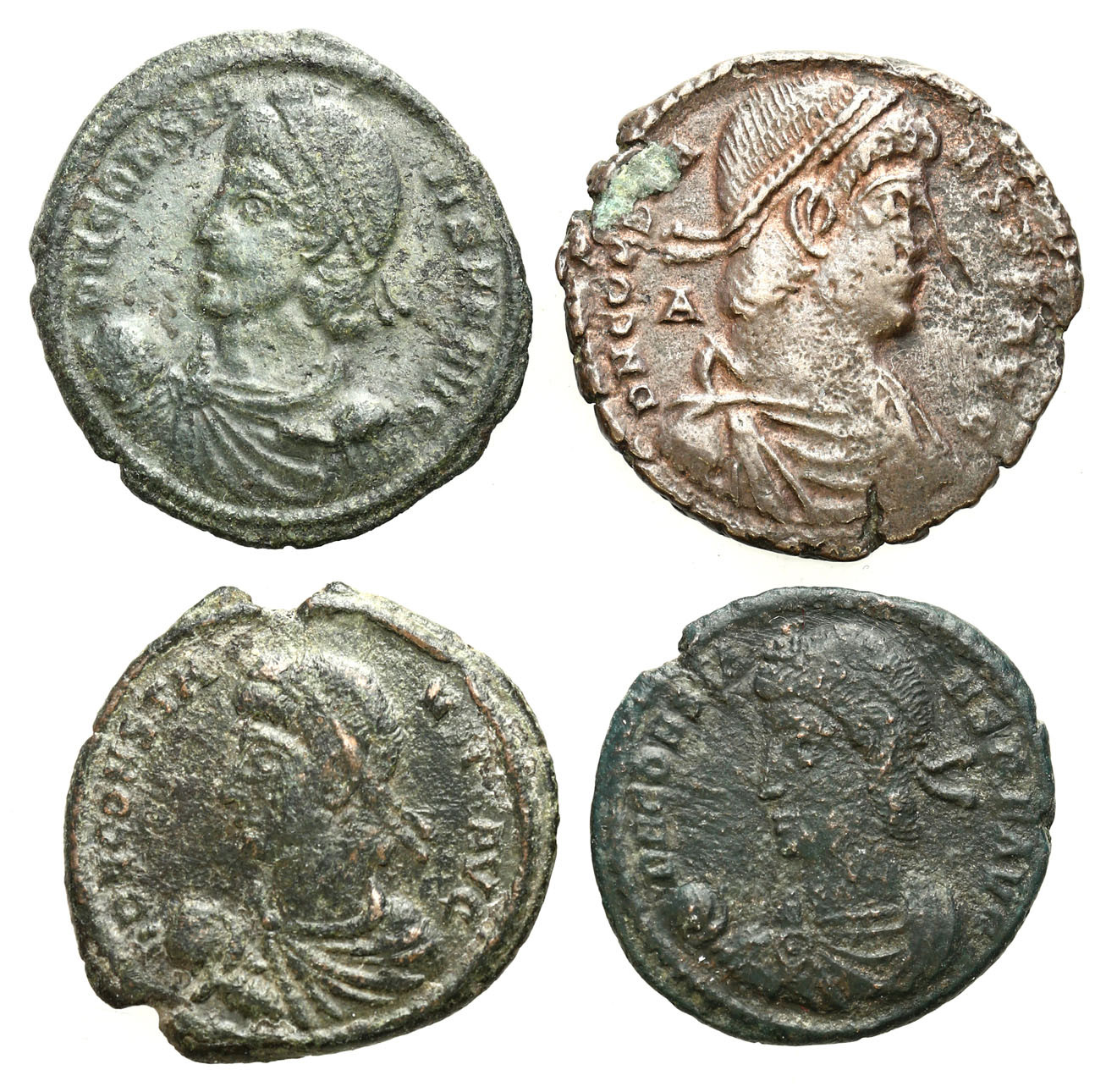 Cesarstwo Rzymskie, Lot 4 sztuk Majorin, Konstans 337 -350 n.e.